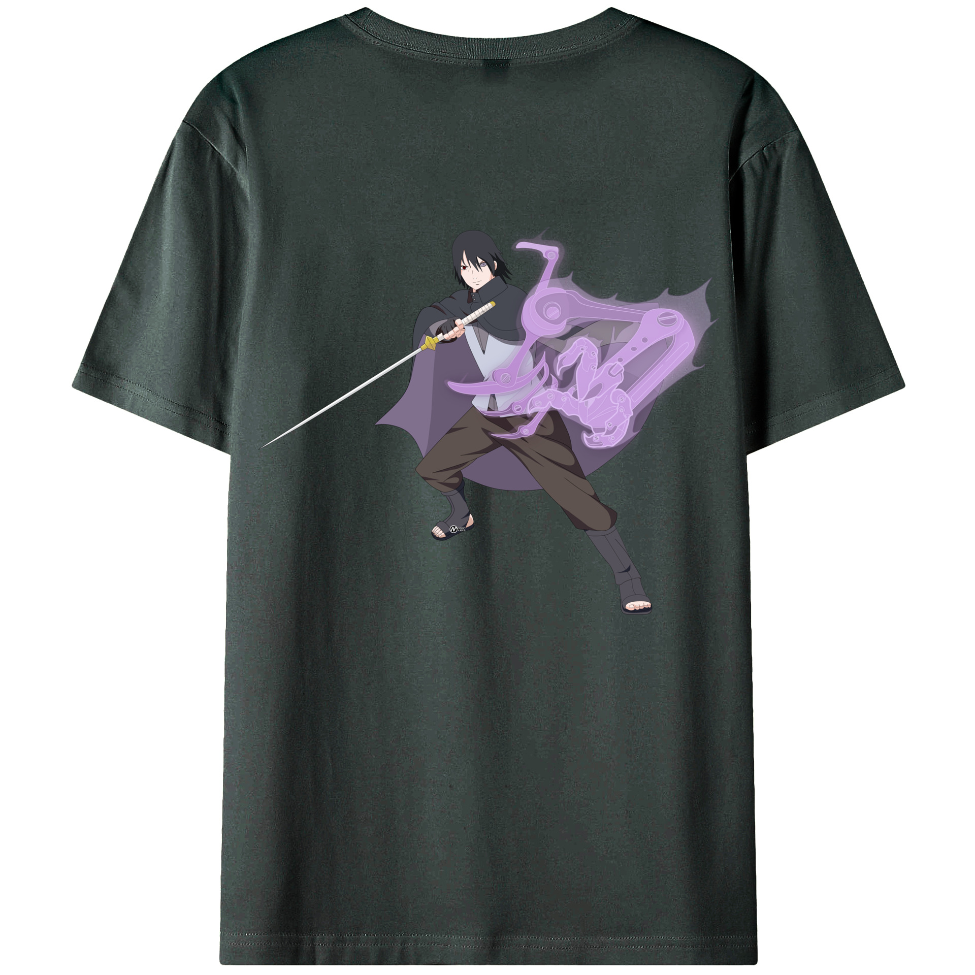 （画像用） NARUTO -ナルト- うちは サスケ Uchiha Sasuke 綿100％ メンズ半袖Tシャツ（バックプリント） 通気性